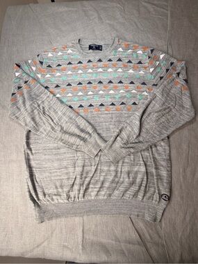 Springfield Men's XL Gray Sweater Geometric Triangle Pattern